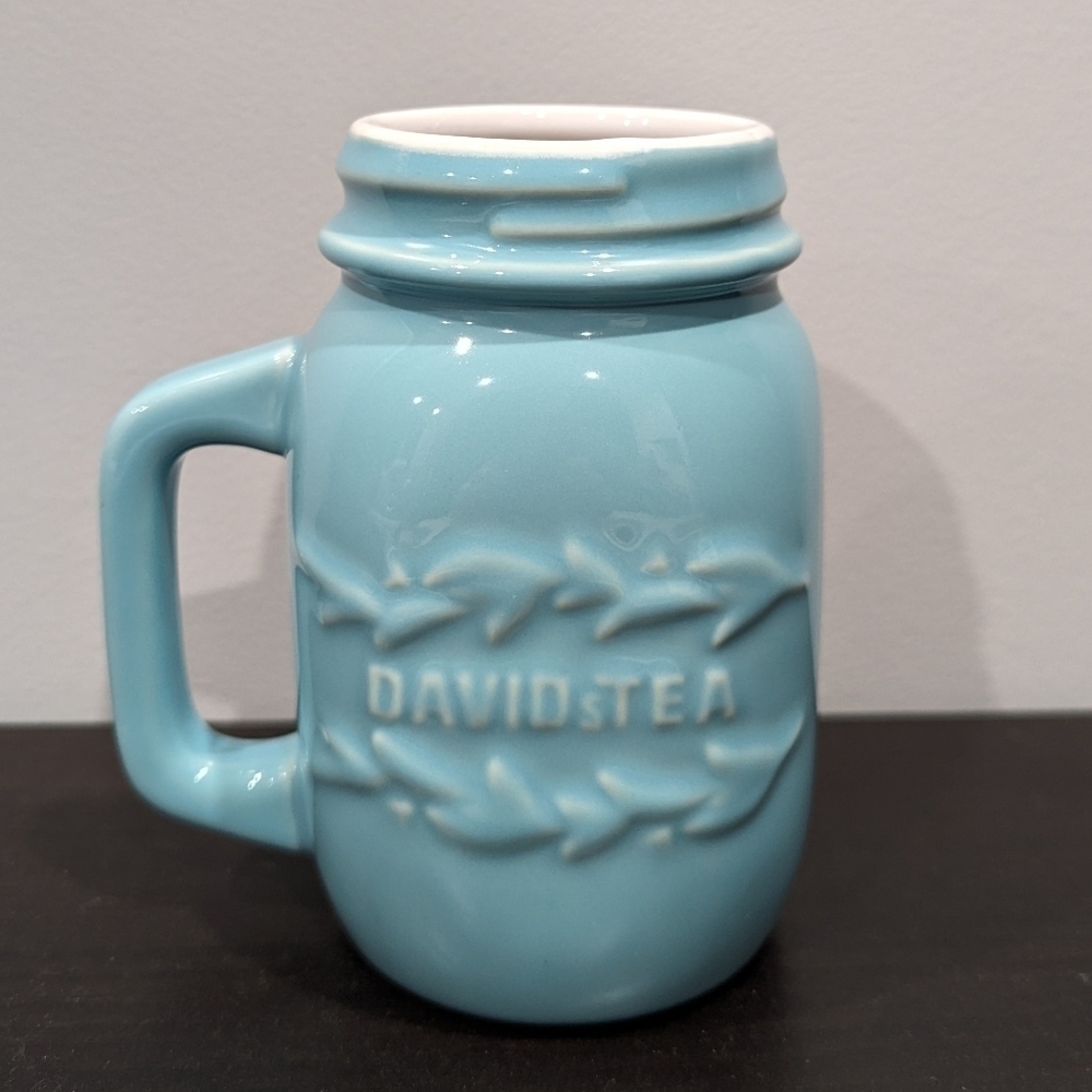 David's Tea Mason Jar Mug Blue